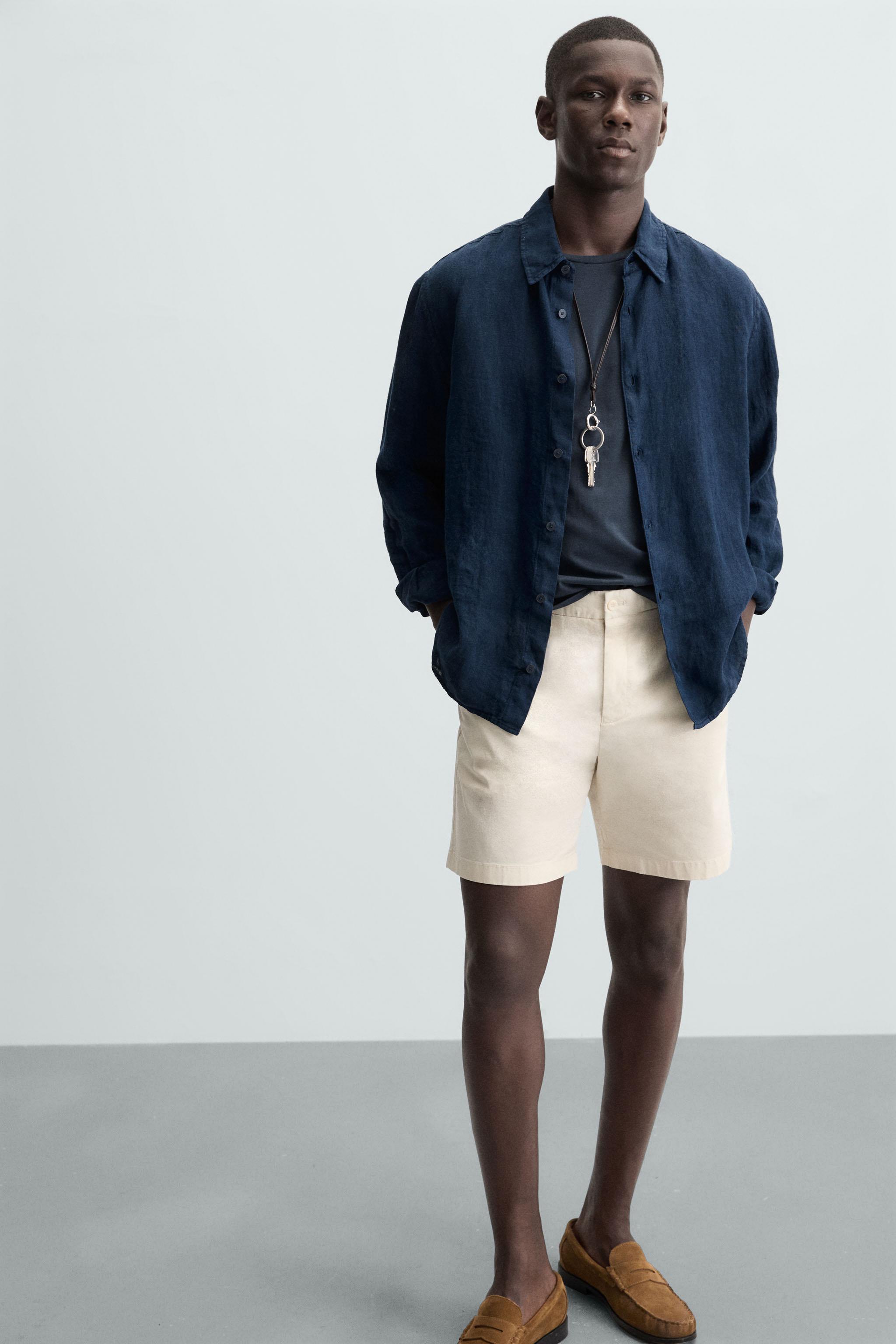 REGULAR FIT PLEATED BERMUDA SHORTS