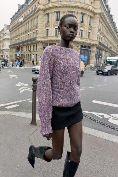 Zara PREDIMENZIONIRANI PLETENI PULOVER – lila