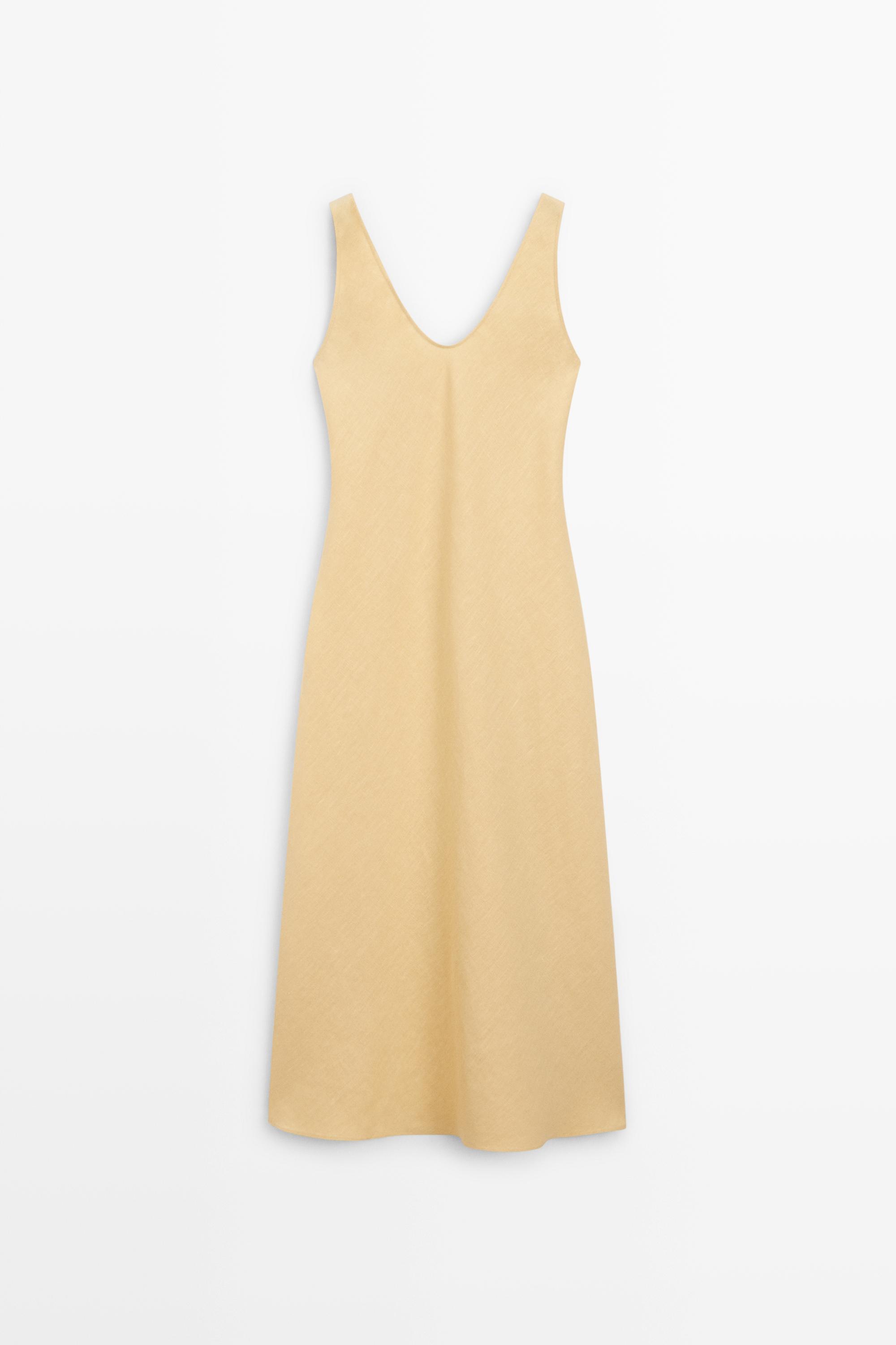 Robe midi à bretelles en lin