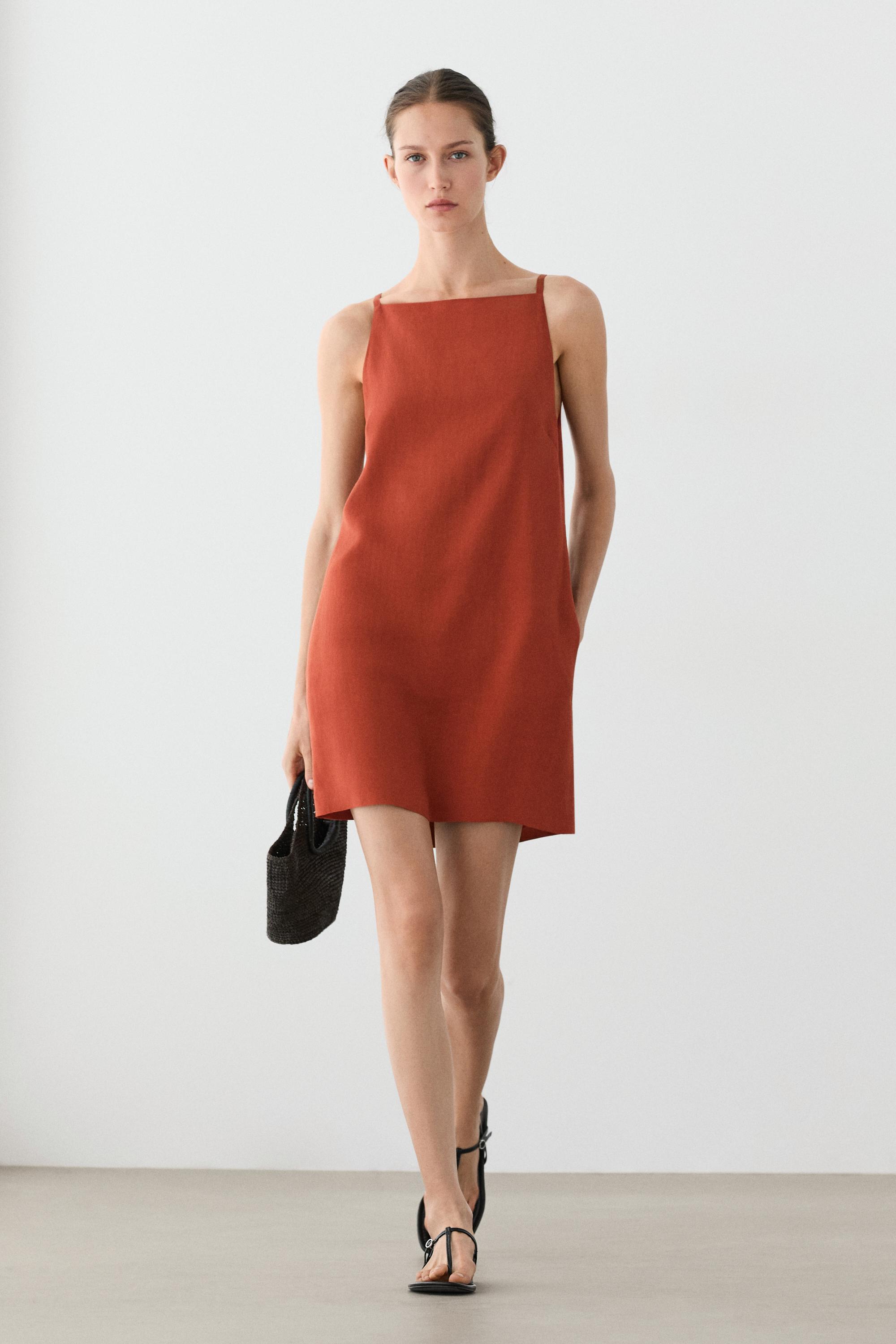 Strappy mini dress — Brick