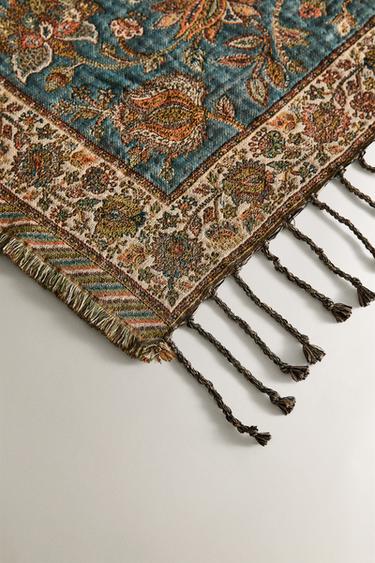 FLORAL JACQUARD THROW - Blue by Zara - Image 2