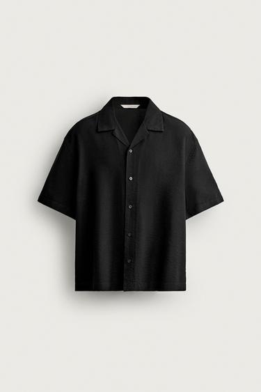 CAMISA REGULAR FIT FLUIDA - Preto da Zara