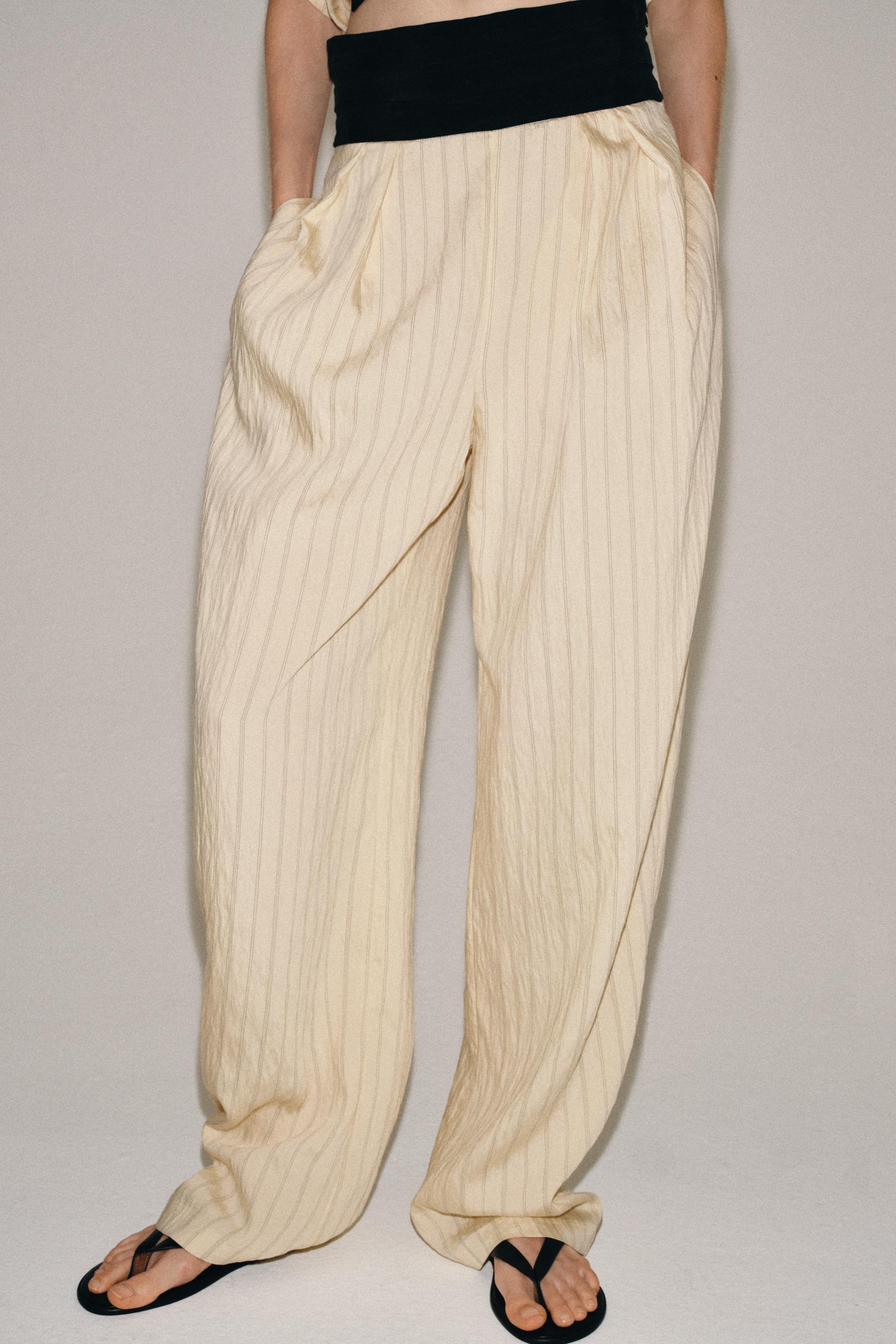 Женские брюки Zara ZW COLLECTION STRIPED SASH TROUSERS — фото 2
