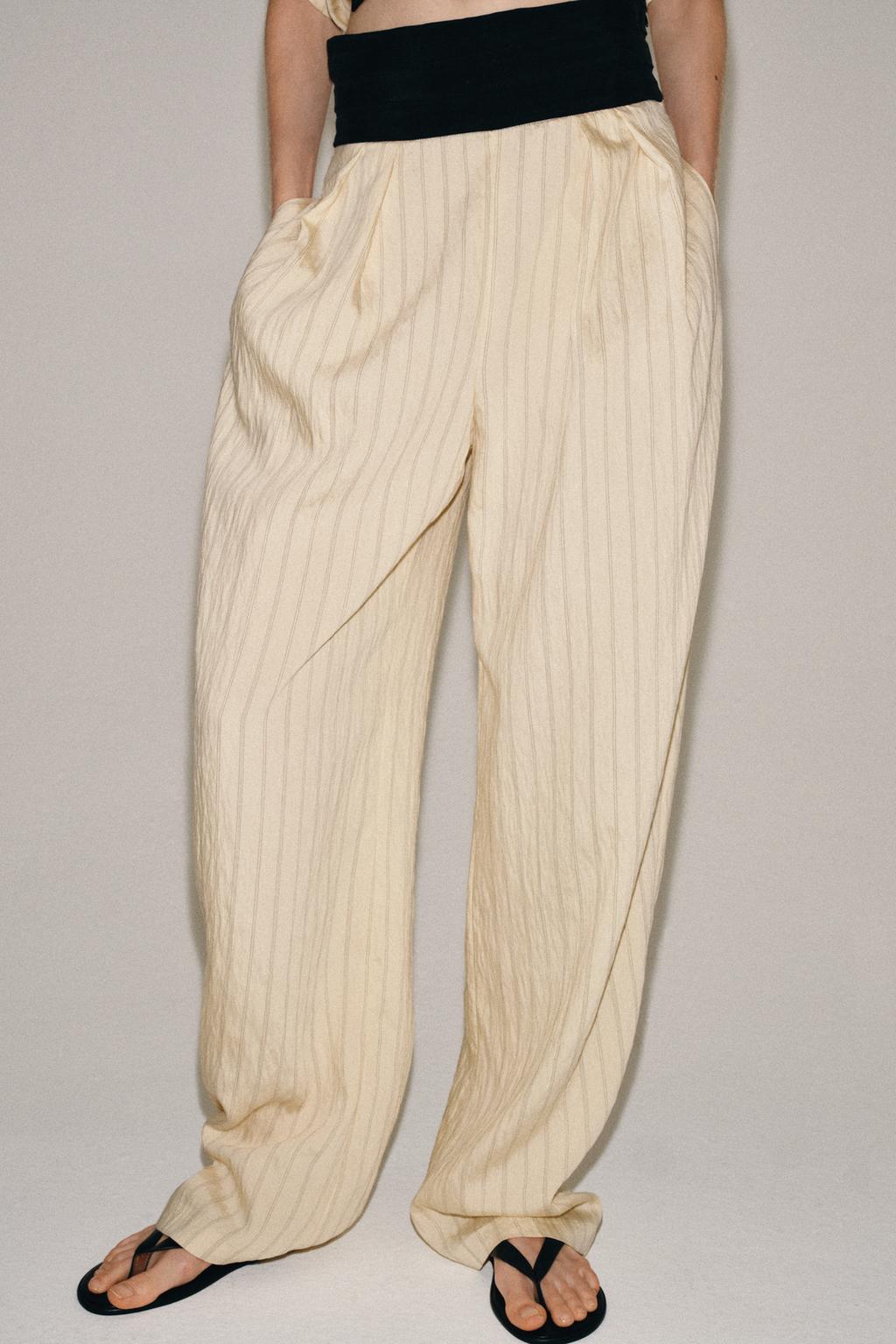 ZW COLLECTION STRIPED SASH BELT TROUSERS