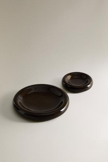 GLOSSY DECORATIVE TRAY — Dark brown 2