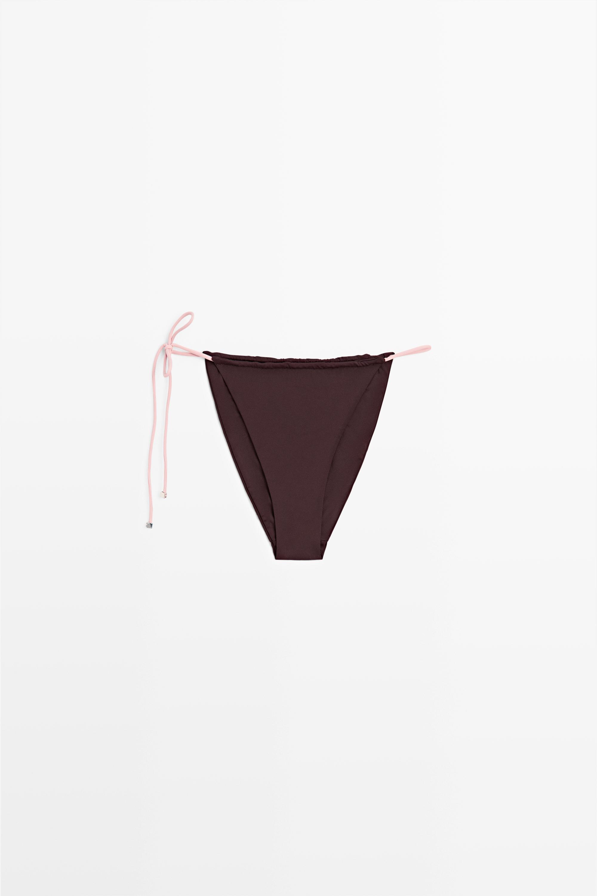 Contrast tie-side bikini bottoms — 142