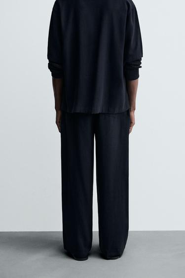 RELAXED FIT TROUSERS WITH BELT - Navy blue by Zara - Image 2