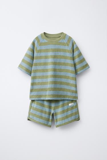 STRIPED TOWELLING T-SHIRT AND BERMUDA SHORTS SET - various by Zara