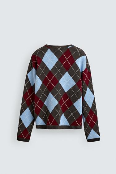DIAMOND TEXTURED CARDIGAN - Chocolate by Zara - Image 7