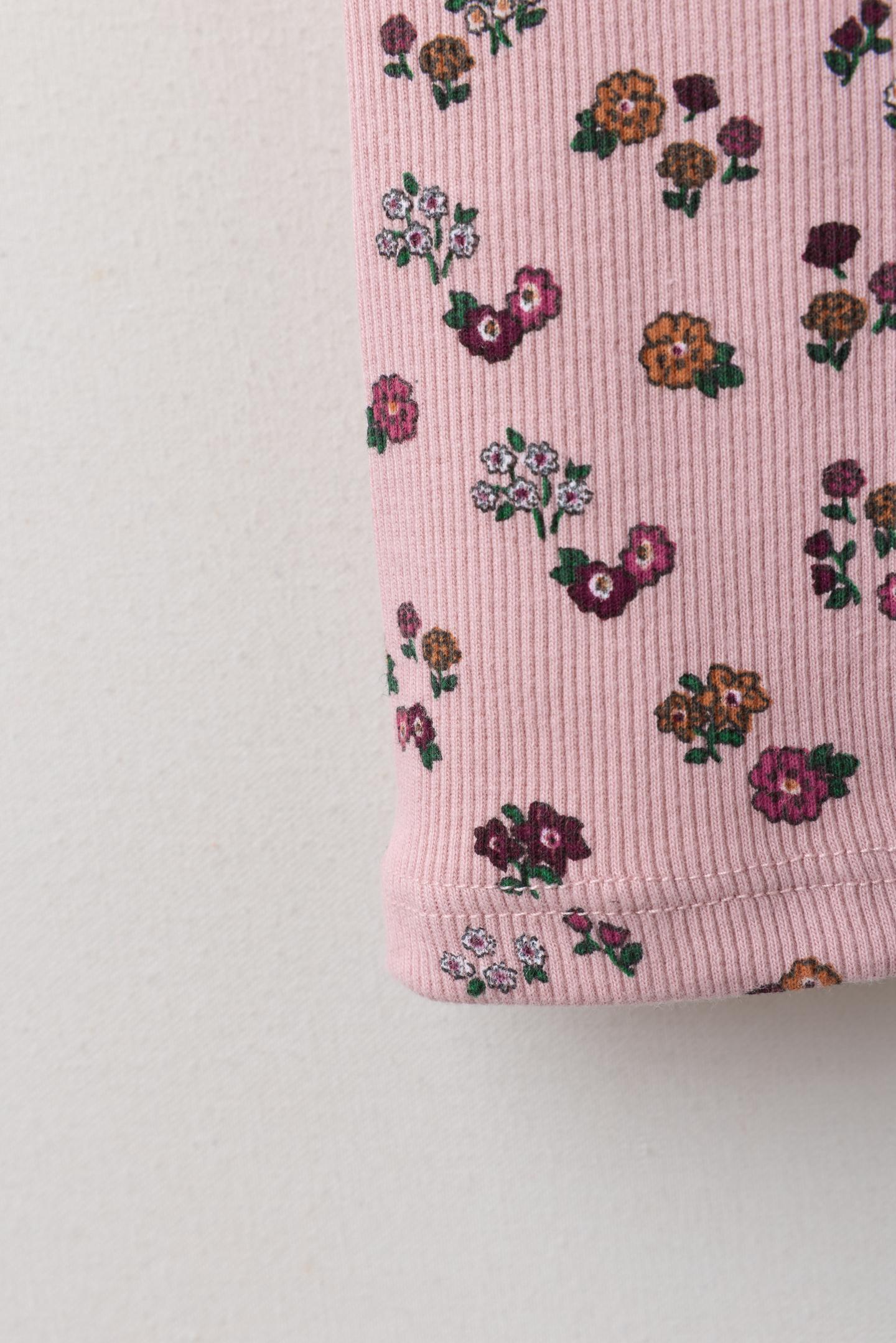 Детские леггинсы Zara Floral Print Ribbed, цвет: Розовый — фото 4