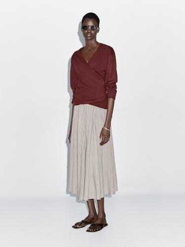 Zara 100% wool double-breasted cardigan - Burgundy - Image 0