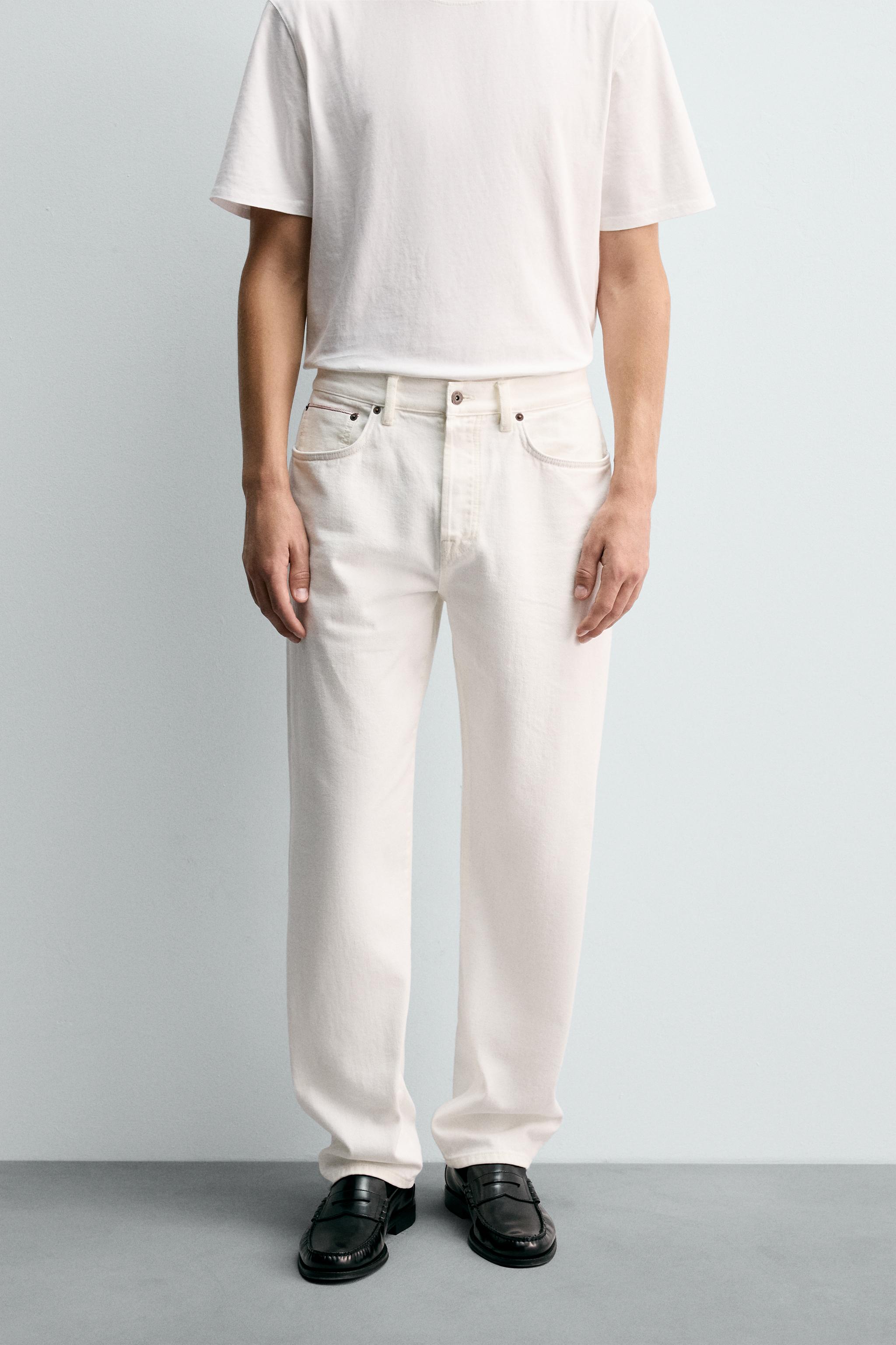 STRAIGHT ANKLE FIT SELVEDGE JEANS - Ecru | ZARA United States