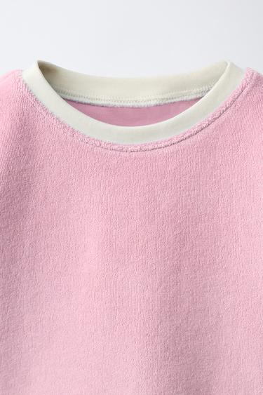 ENSEMBLE T-SHIRT ET BERMUDA EFFET ÉPONGE - Rose / Blanc de Zara - Image 2