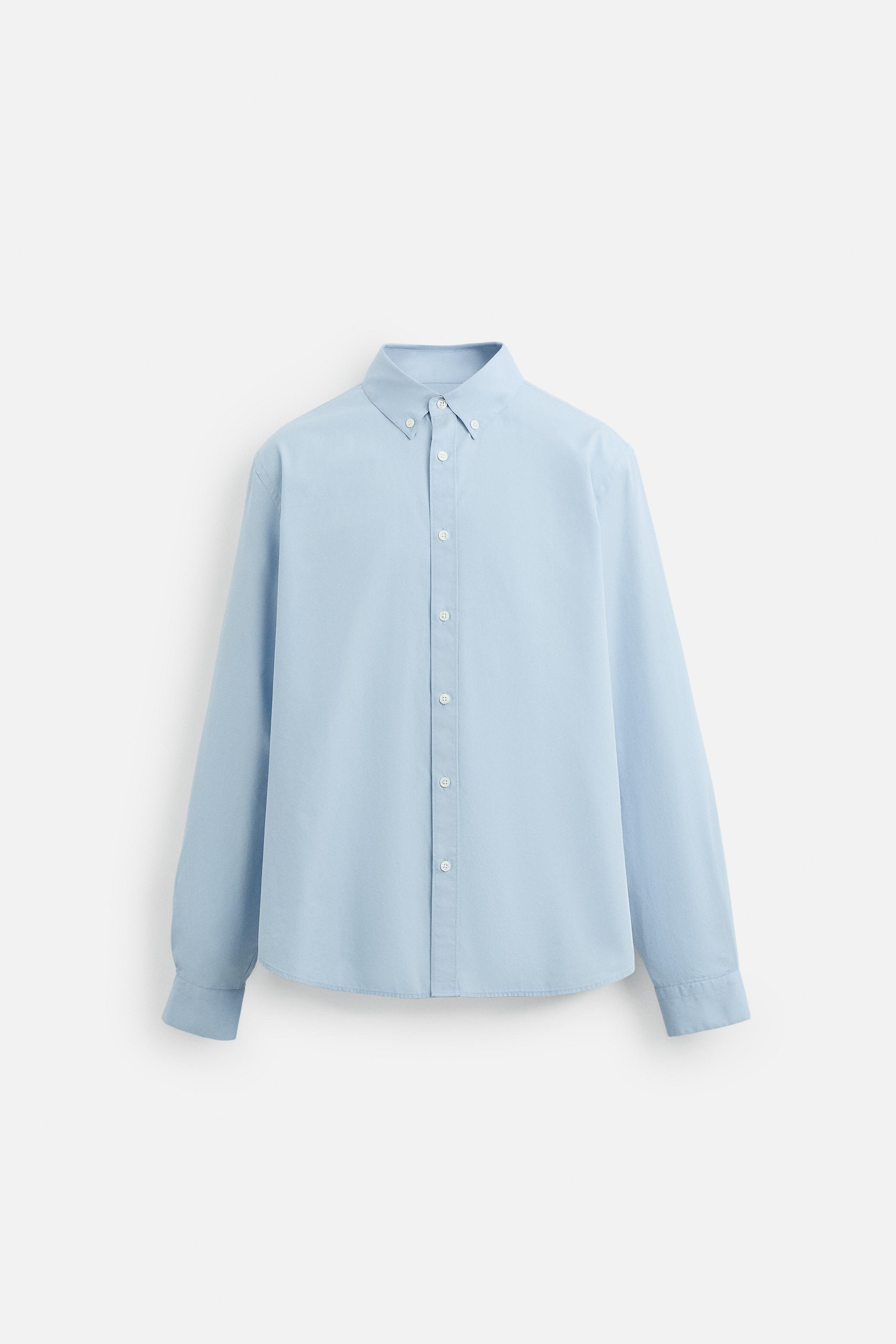 府綢襯衫- 天藍色| ZARA Taiwan, China / 中國台灣
