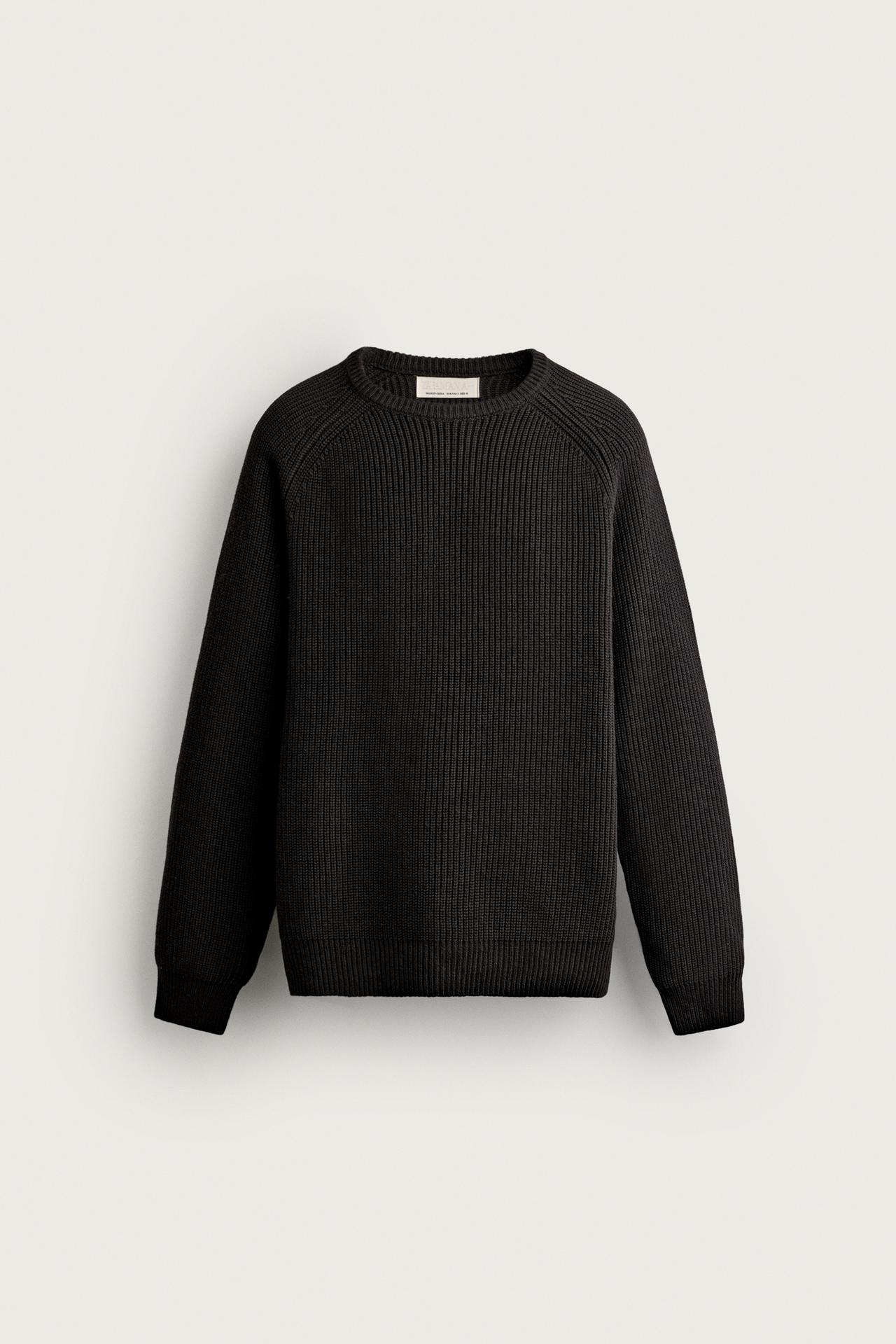 COTTON-WOOL PURL KNIT JUMPER — Chocolate