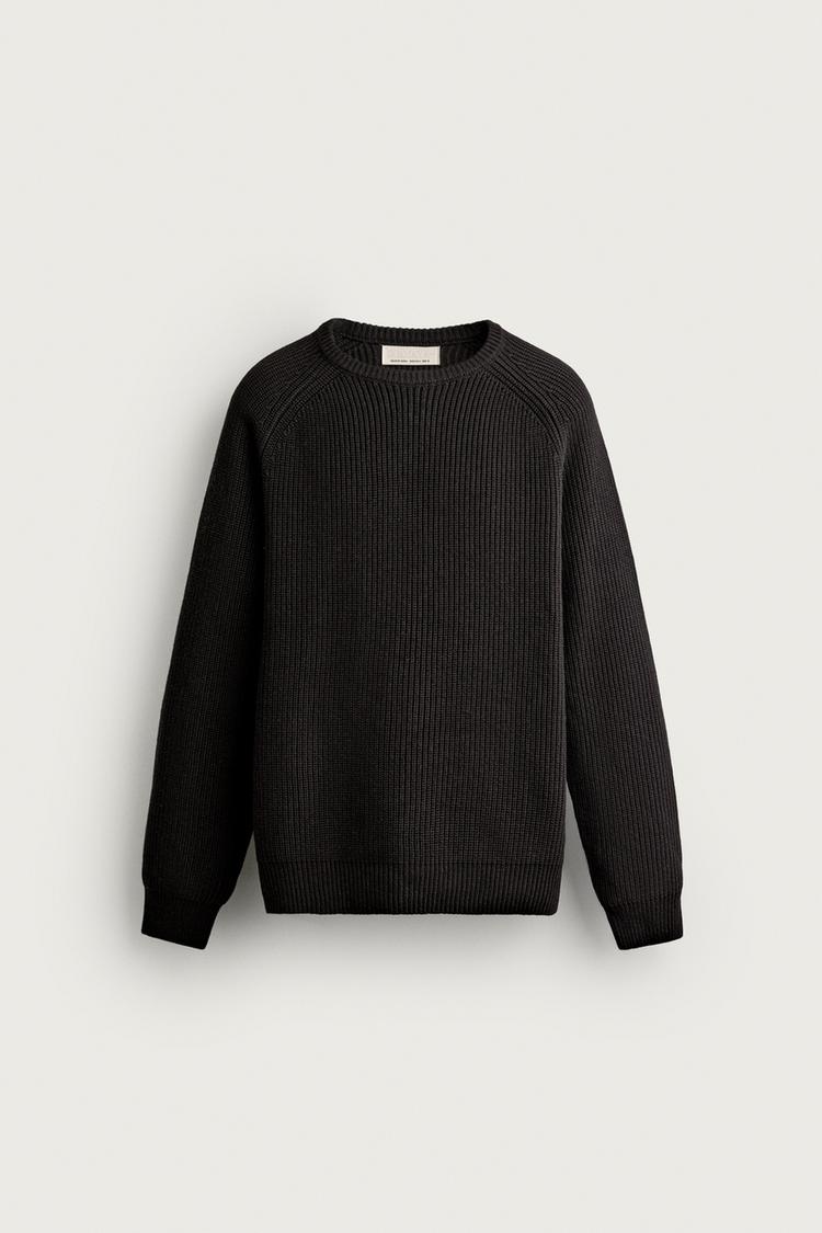 PURL KNIT COTTON-WOOL JUMPER — Chocolate