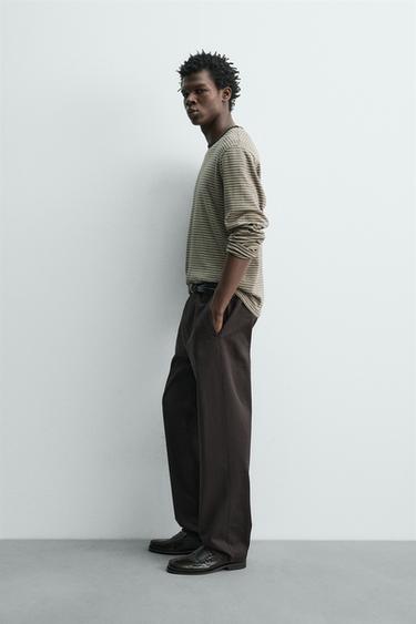 JACQUARD STRIPED T-SHIRT - Ecru / Green by Zara - Image 3