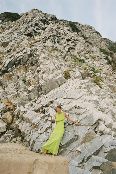 COMBINED KNIT DRESS - Lime by Zara