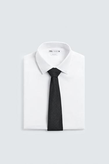 CRAVATE 100 % LAINE - Gris foncé de Zara - Image 2