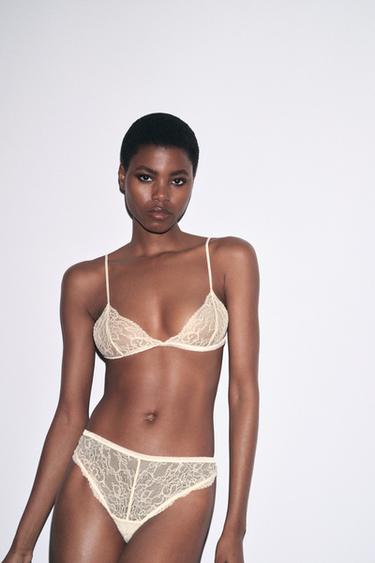 CULOTTE EN DENTELLE COMBINÉE - Écru / Beige de Zara - Image 0