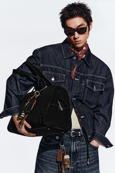 Zara M號真皮旅行包 - 黑色