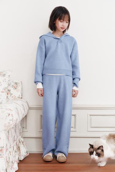 Zara 連帽針織衫 - 水洗藍色