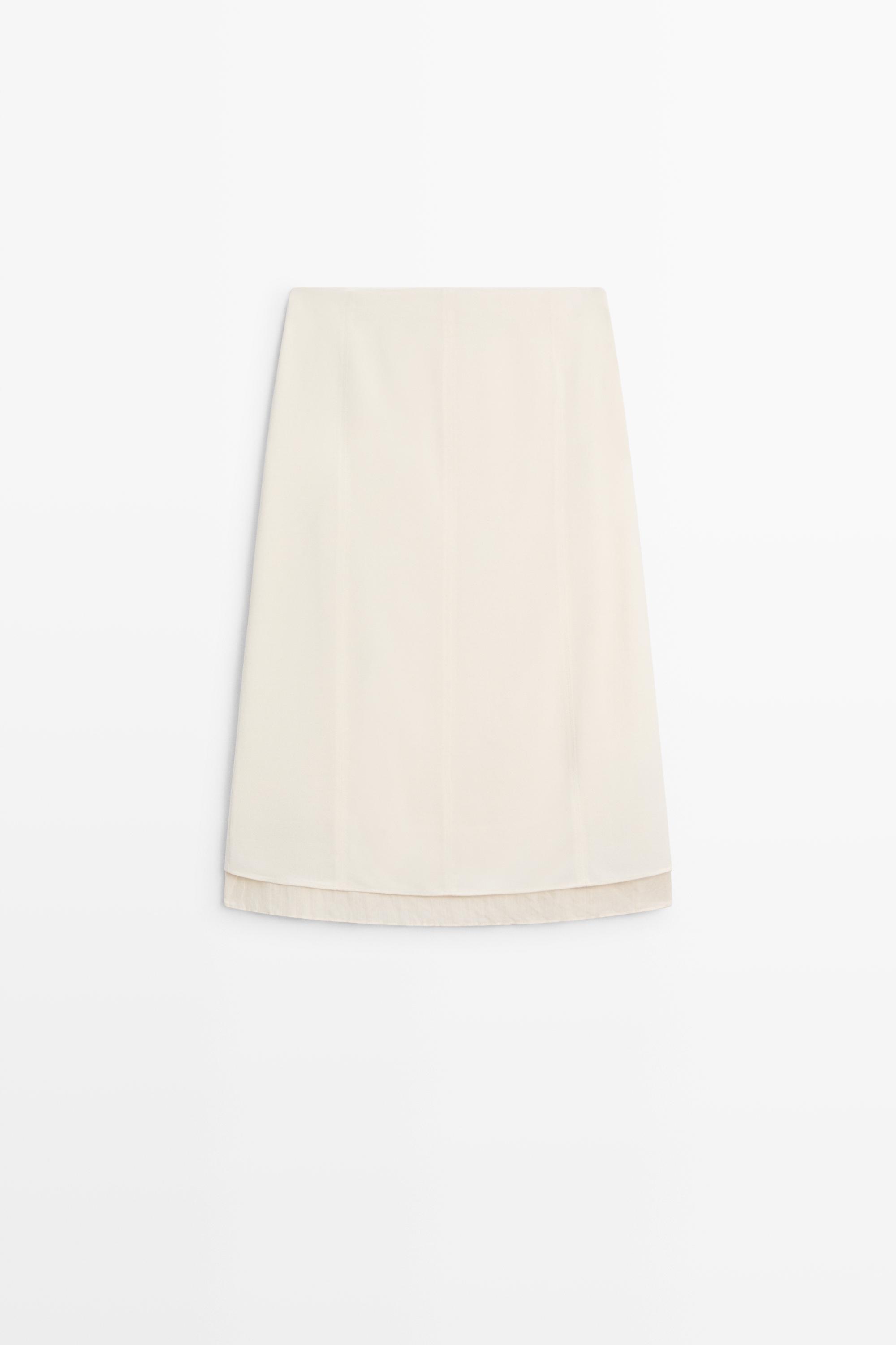 Double-layered midi skirt with seam detail