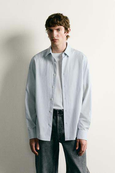 CAMISA REGULAR FIT RAYAS - Verde/Blanco de Zara
