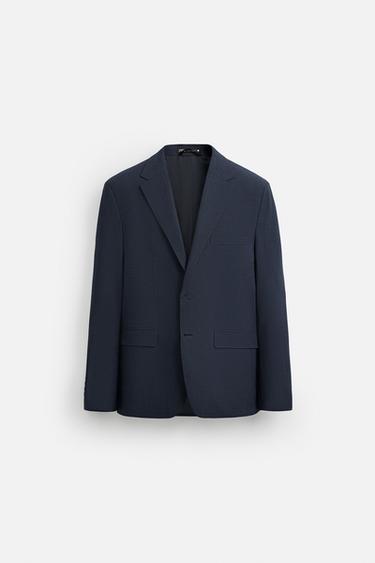 BLAZER ESTRUCTURA PATA DE GALLO - Azul de Zara
