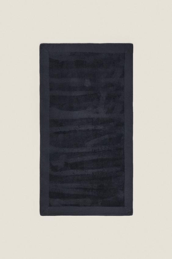 BEACH TOWEL WITH LINEN BORDER Midnight blue ZARA United Kingdom