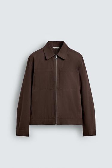QUILTED OVERSHIRT WITH POCKETS - Brown by Zara