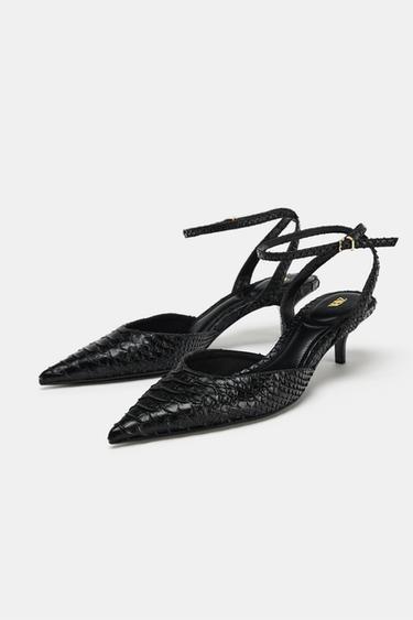 EMBOSSED SLINGBACK SHOES - Black by Zara - Image 3