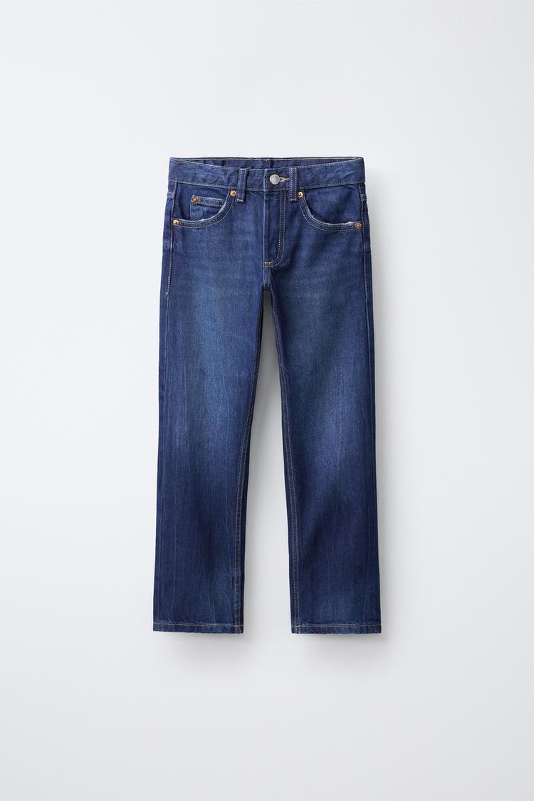 RIPPED STRAIGHT FIT JEANS — Blue