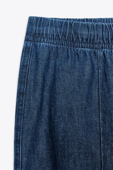 PANTALON PYJAMA DENIM TRF - Indigo foncé de Zara - Image 7