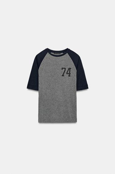STUDDED NUMBER T-SHIRT - Grey by Zara