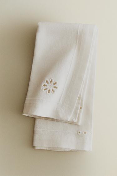 LOT SERVIETTES DE TABLE BRODERIES PERFORÉES (LOT DE 2) - Blanc de Zara