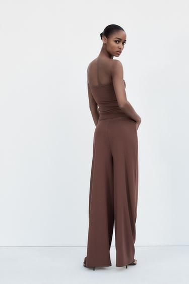 PANTALON DROIT TEXTURÉ - Marron de Zara - Image 3