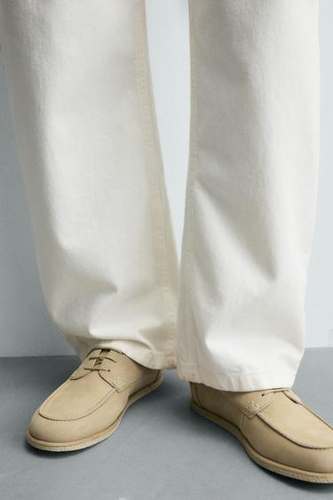 CHAUSSURES BATEAU EN CUIR CASUAL - Blanc écru de Zara - Image 2