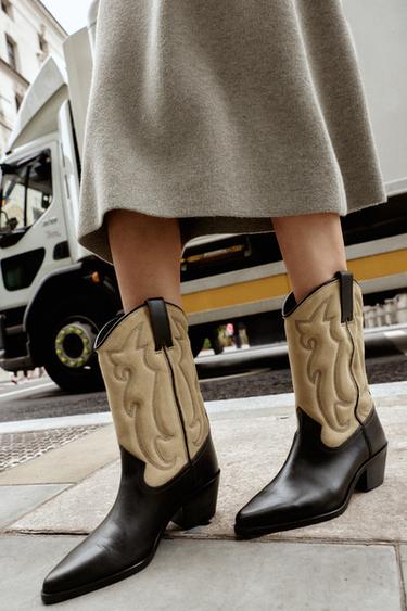 COMBINED LEATHER EMBROIDERED BOOTS - Multicoloured by Zara - Image 2