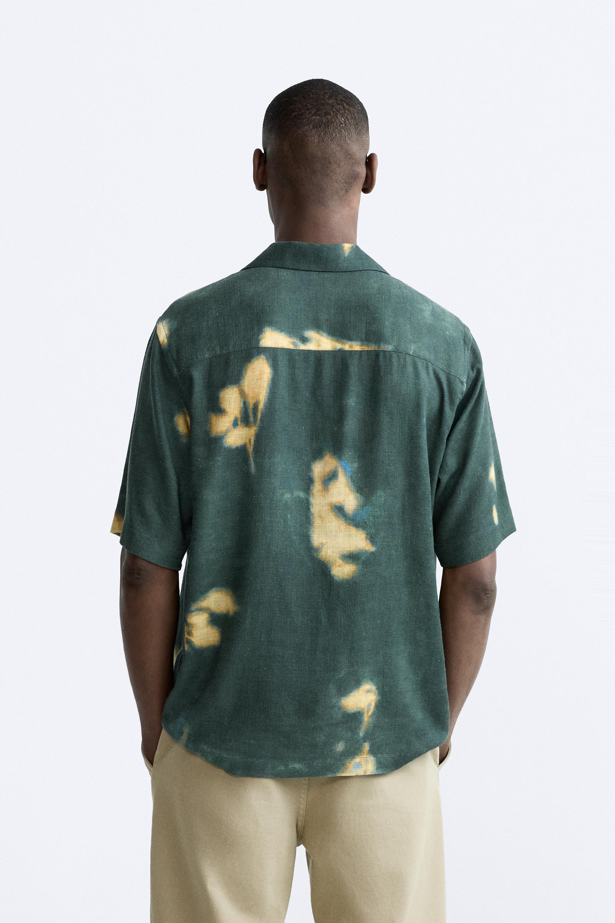 PRINTED LINEN - VISCOSE SHIRT - Green | ZARA Canada