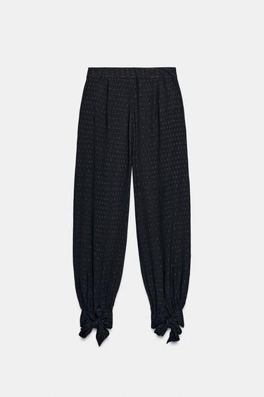 METALLIC THREAD BALLOON TROUSERS - Black by Zara - Image 5