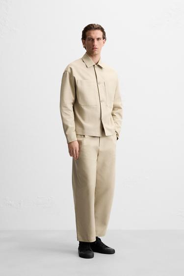 STRAIGHT-LEG PLEATED TROUSERS - Beige by Zara - Image 0