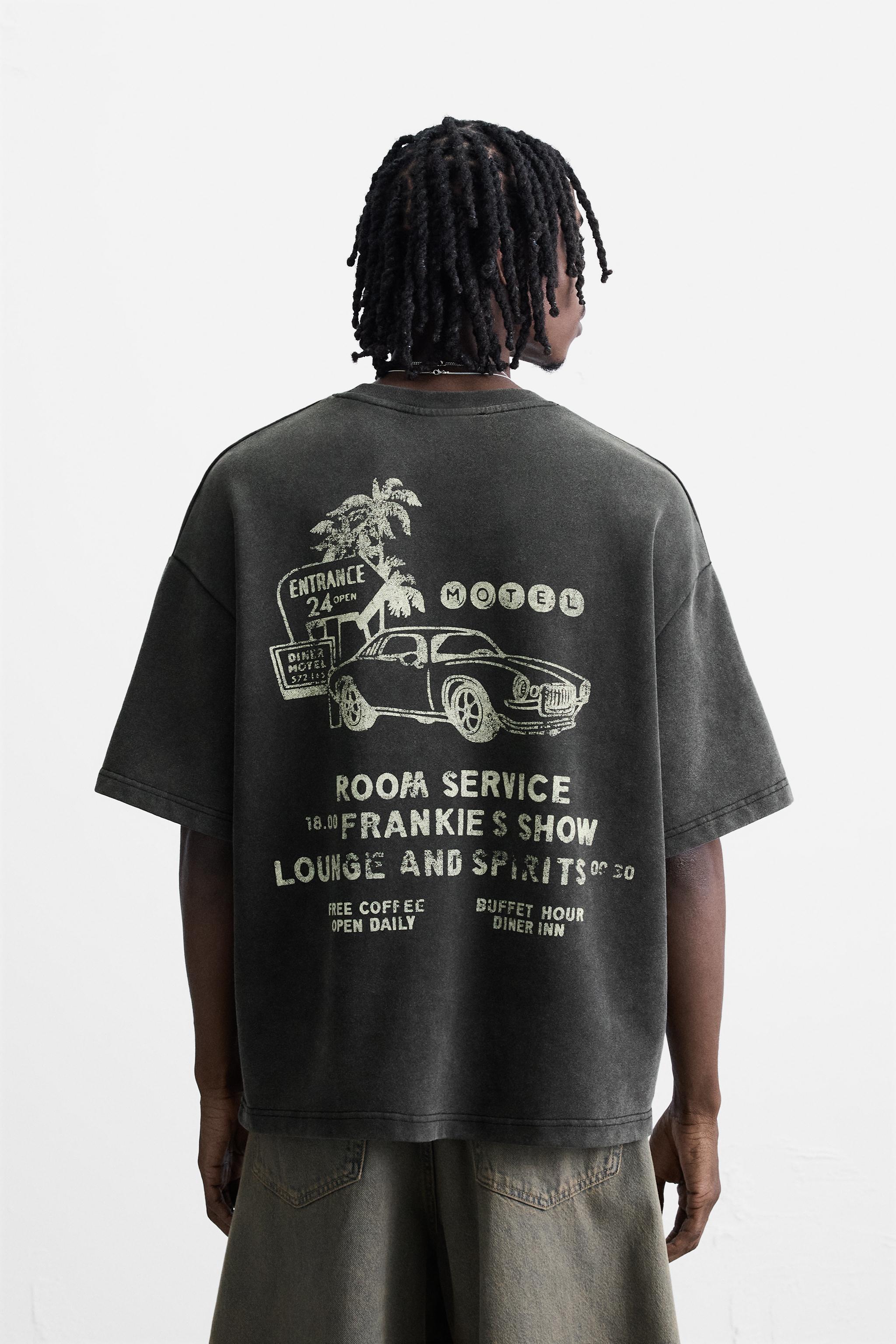 WASHED SWEATSHIRT WITH GRAPHIC PRINTS - Dark anthracite