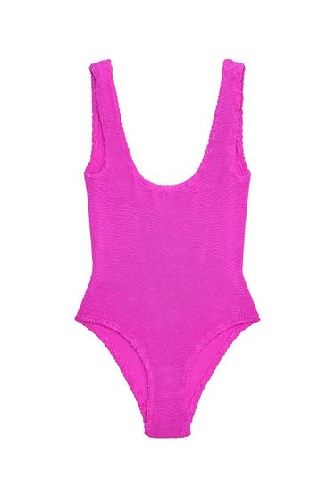 Zara TEXTURED SWIMSUIT - Fuchsia