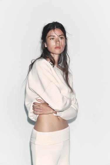 TROUSERS WITH TURN-UP WAIST - Beige marl by Zara - Image 2