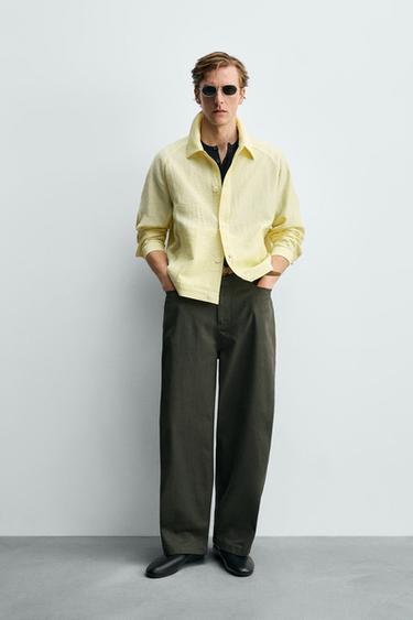 BARREL FIT TROUSERS - ecru/khaki by Zara