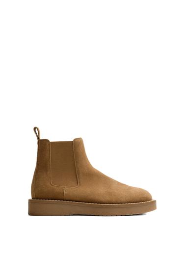 LEATHER CHELSEA BOOTS - Beige by Zara