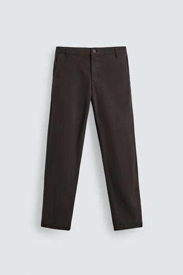 Zara 緊身版休閒長褲 - 棕色