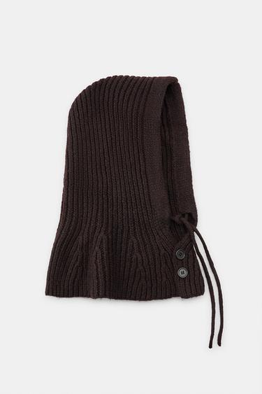 CAGOULE EN MAILLE À BOUTONS - Marron foncé de Zara - Image 4