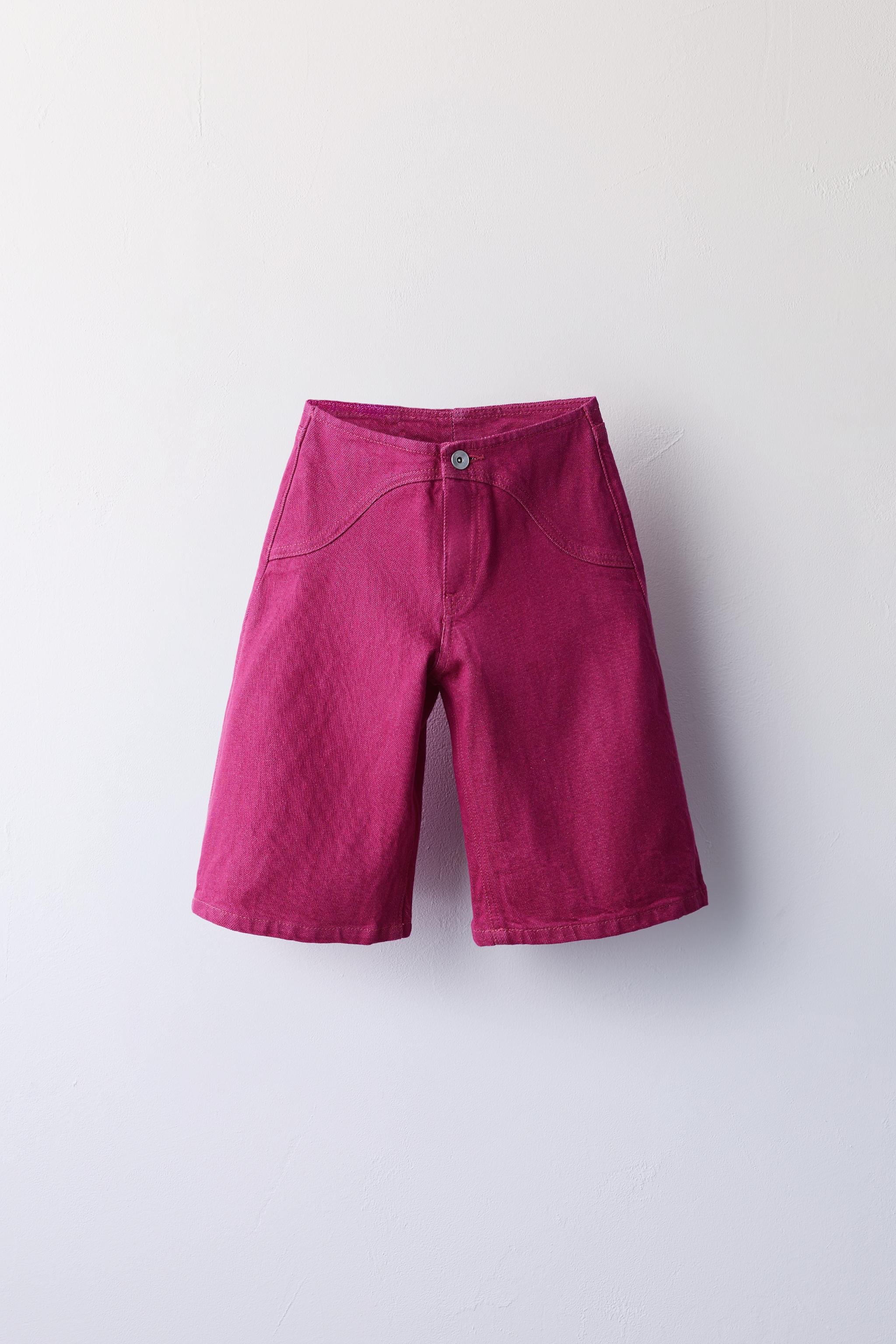LONG DENIM SHORTS — Fuchsia